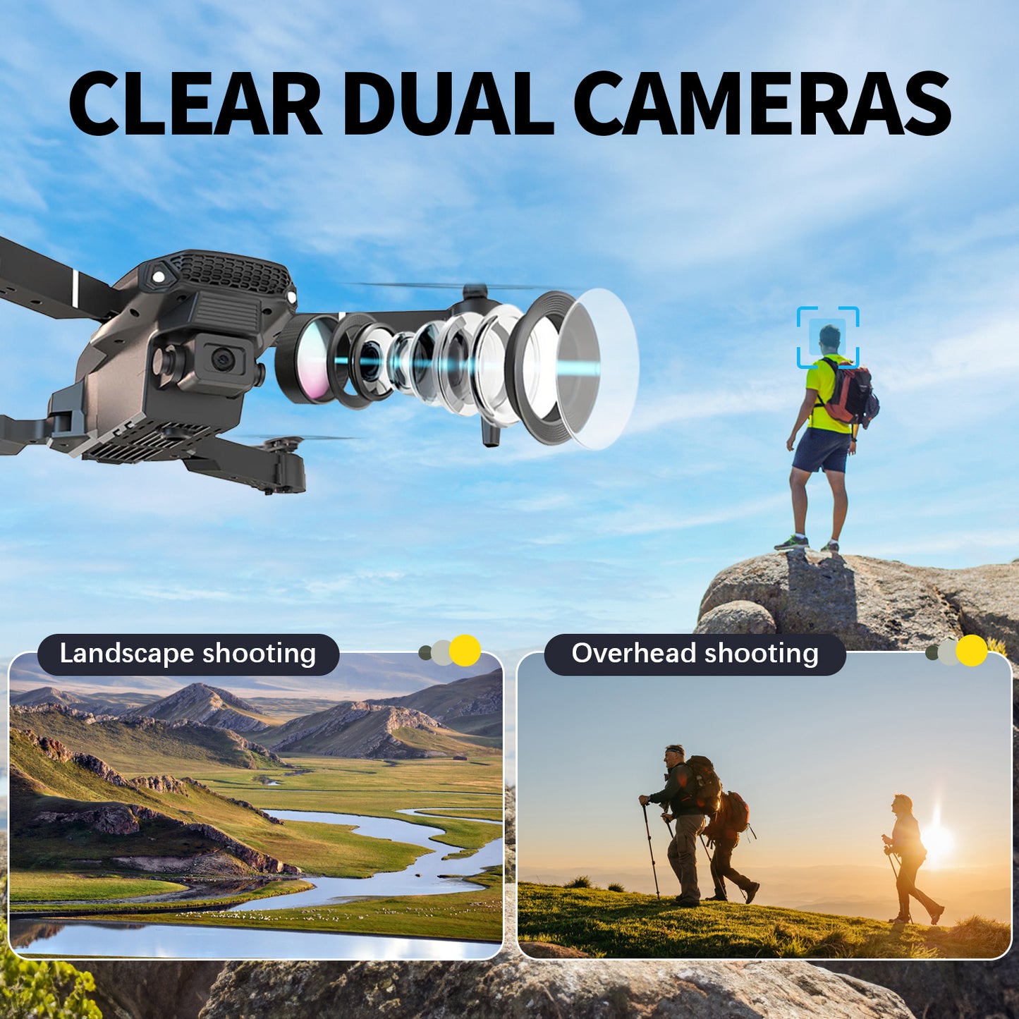 E88 Dual-Camera Drone – WiFi FPV Faltbarer Quadcopter für Anfänger