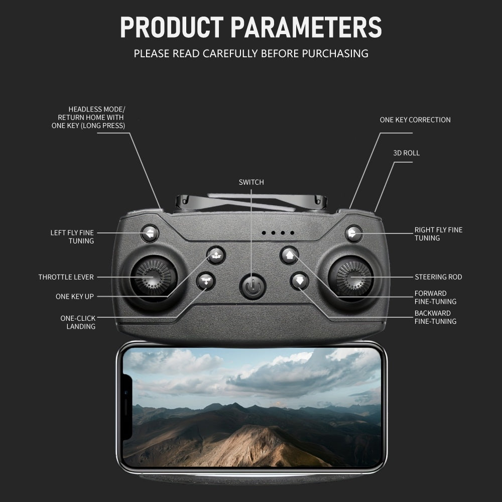 E88 Dual-Camera Drone – WiFi FPV Faltbarer Quadcopter für Anfänger